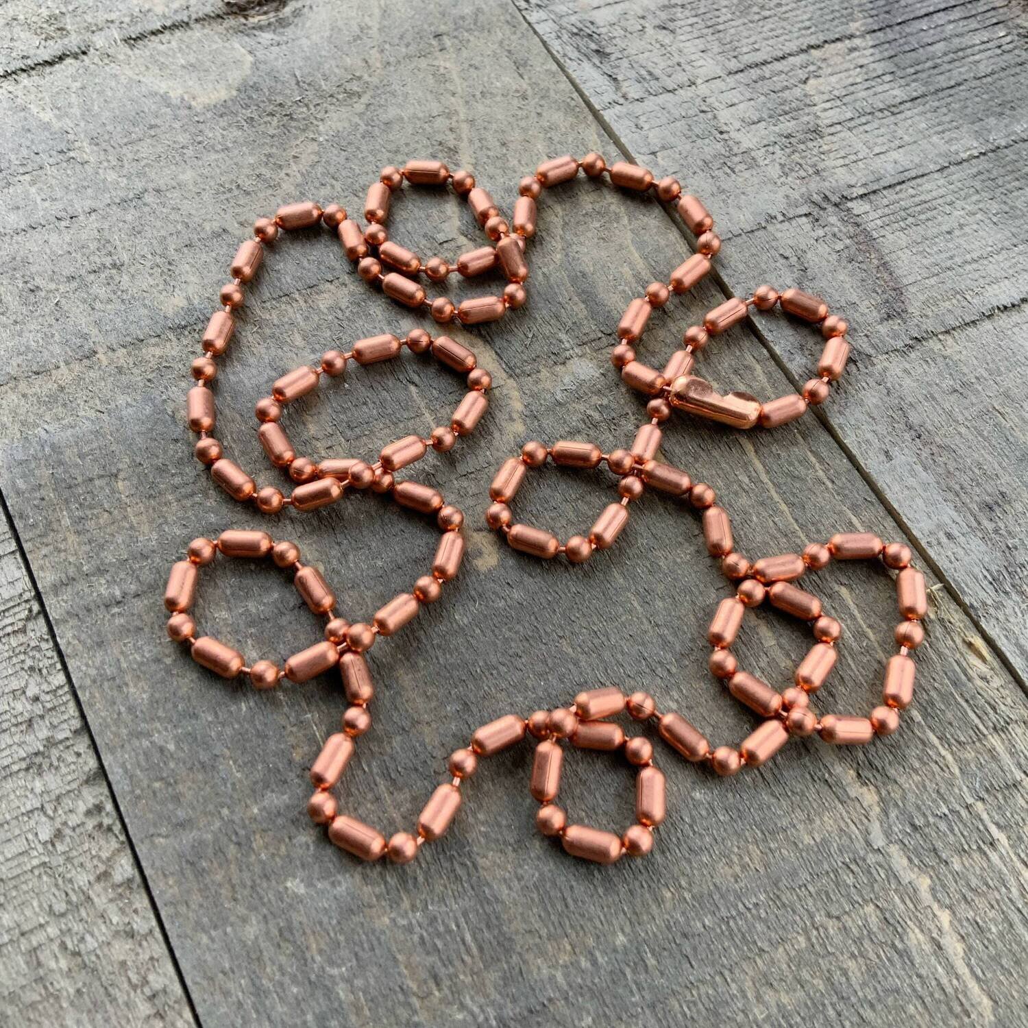 3.2mm Ball-Bar Necklace Chain Pure Solid Copper with End Connector