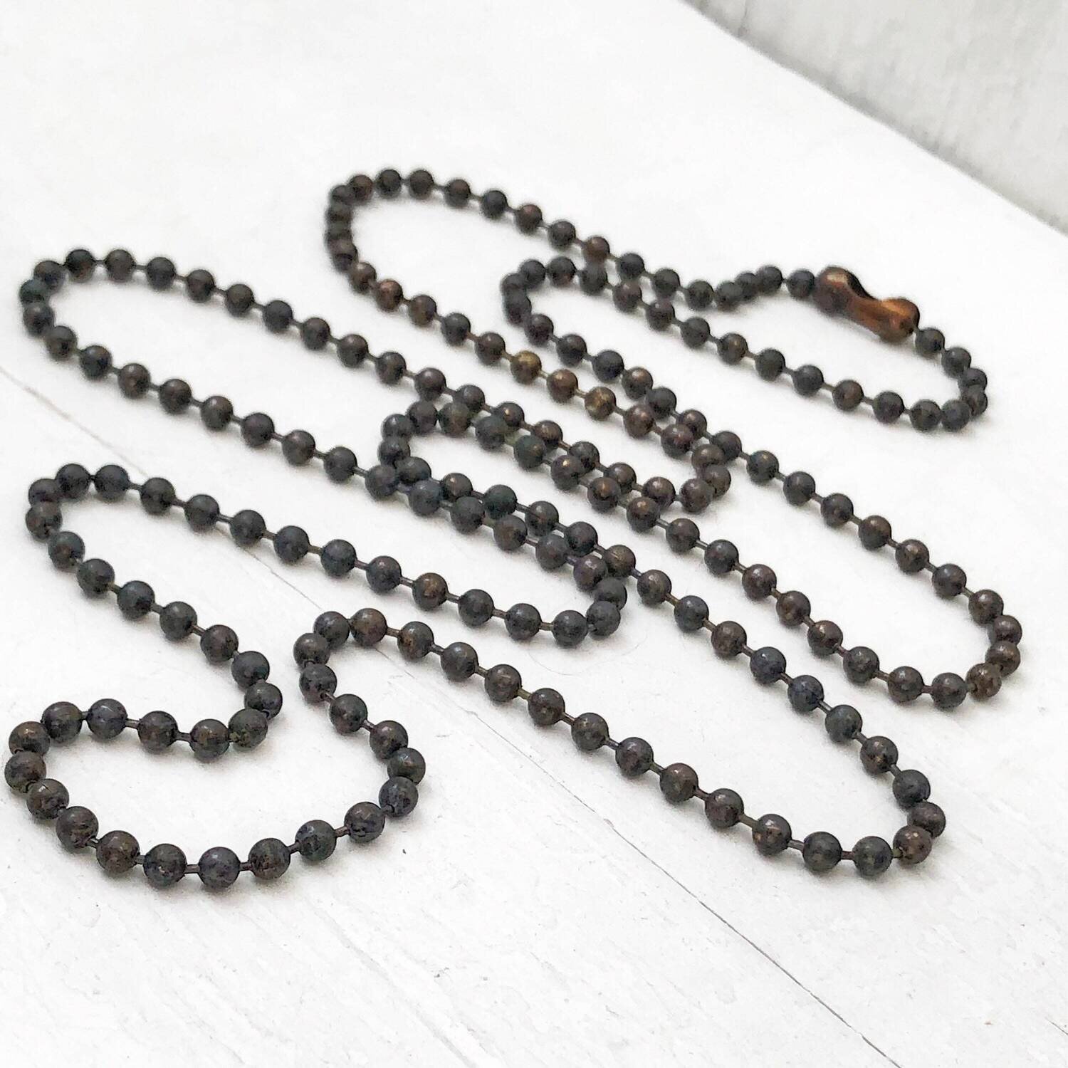 3.2mm Antiqued Solid Brass Ball Chain Necklace Chain with End Connector