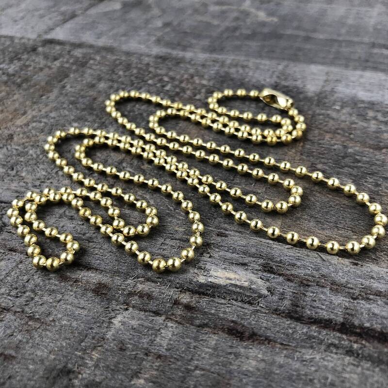 2.4mm Necklace Chain Gold Solid Brass Ball Chain with End Connector 2mm