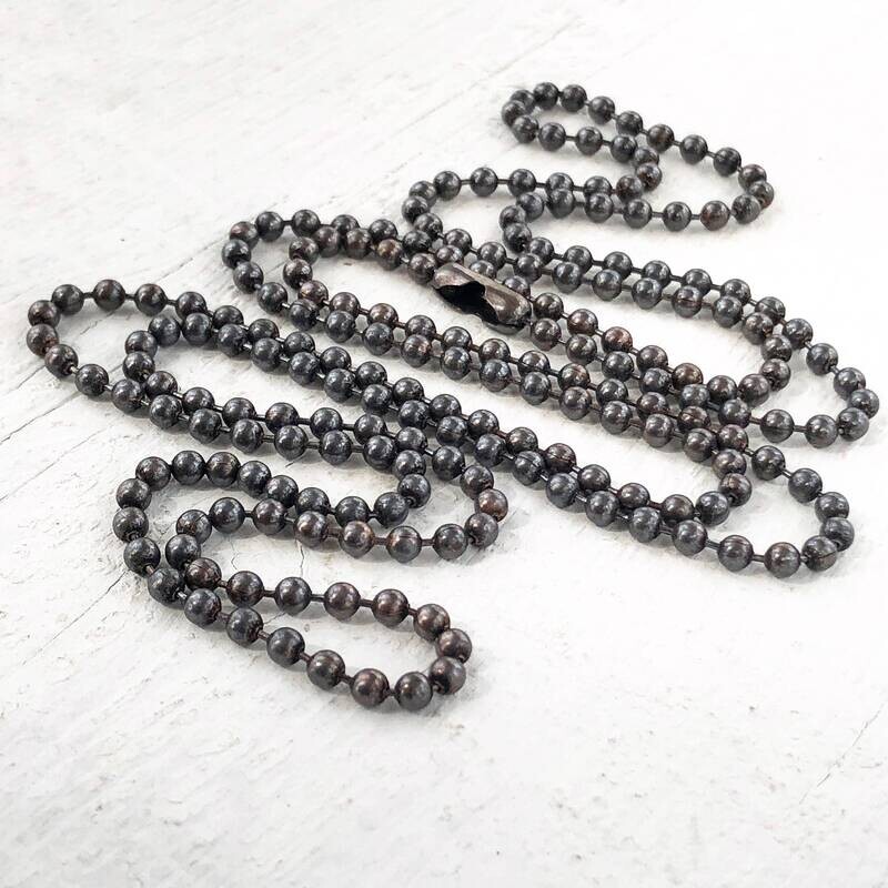 3.2mm Oxidized Solid Copper Ball Chain, Necklace Chain