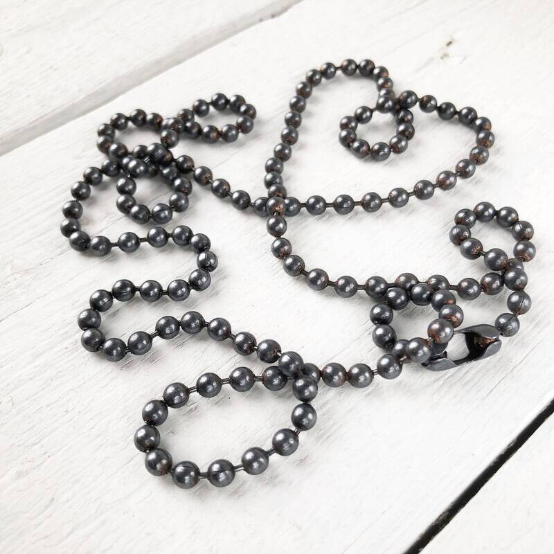 4.5mm Oxidized Copper Ball Chain with End Connector, Large Chunky Necklace Chain