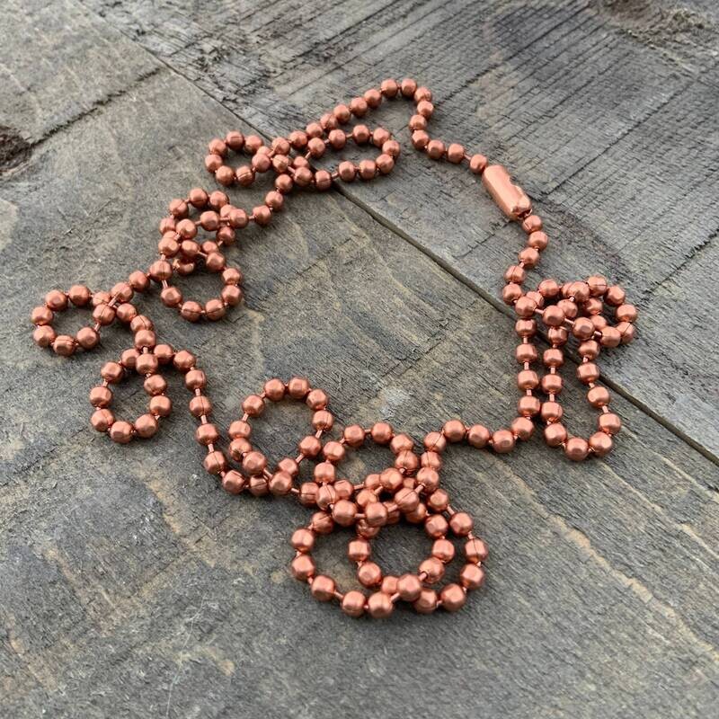 3.2mm Faceted Ball Chain Necklace Genuine Solid Copper with End Connector