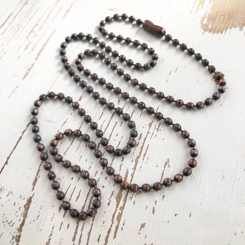 Oxidized Copper 2.4mm &quot;Faceted&quot; Ball Chain Necklace