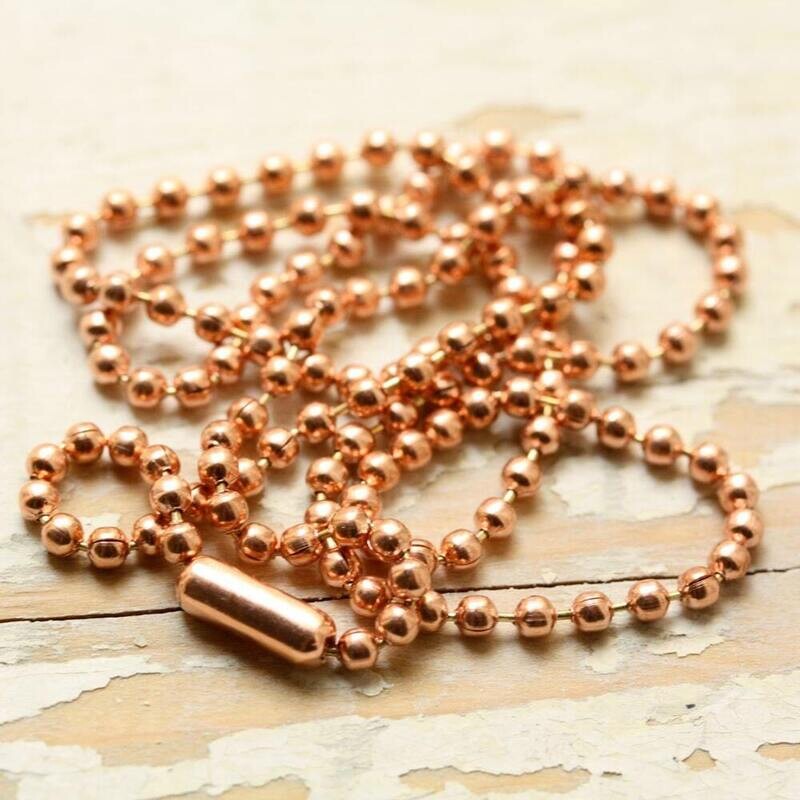 2.4mm Solid Copper Ball Chain Necklace with End Connector