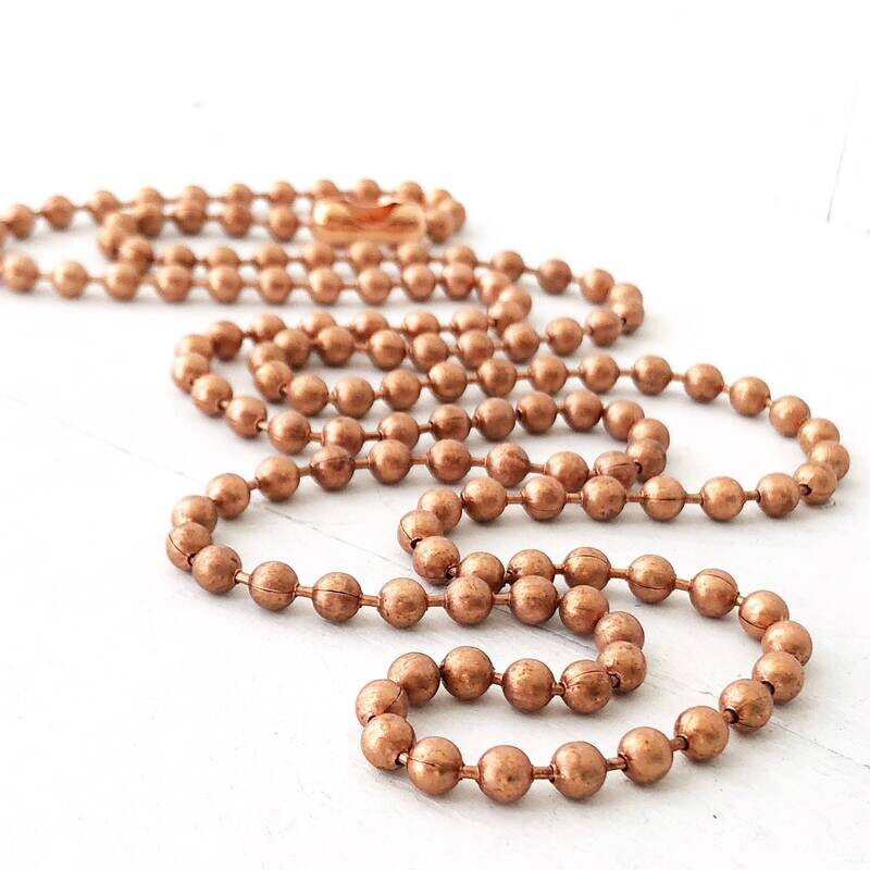 4.5mm Copper Ball chain with End Connector, Large Chunky Necklace Chain
