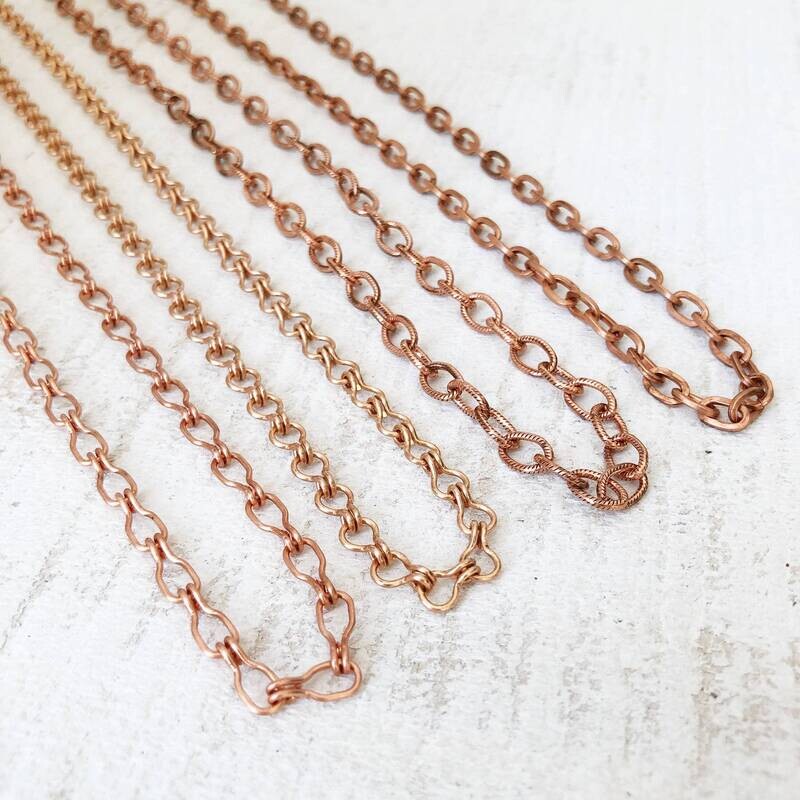 Copper Adjustable Cable Chain Necklace with Artisan Clasp