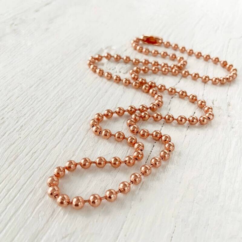 3.2mm Ball Chain Necklace Pure Copper with End Connector