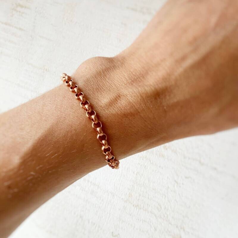Copper Bracelet Rolo Cable Chain, Adjustable Bracelet or Anklet