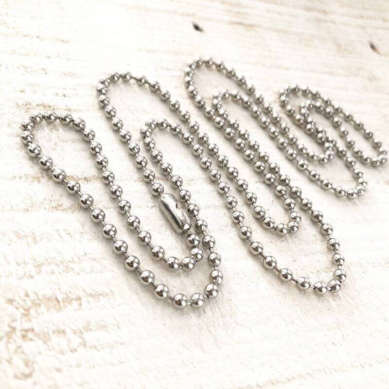 3.2mm Stainless Steel Ball Chain with End Connector, Necklace Chain