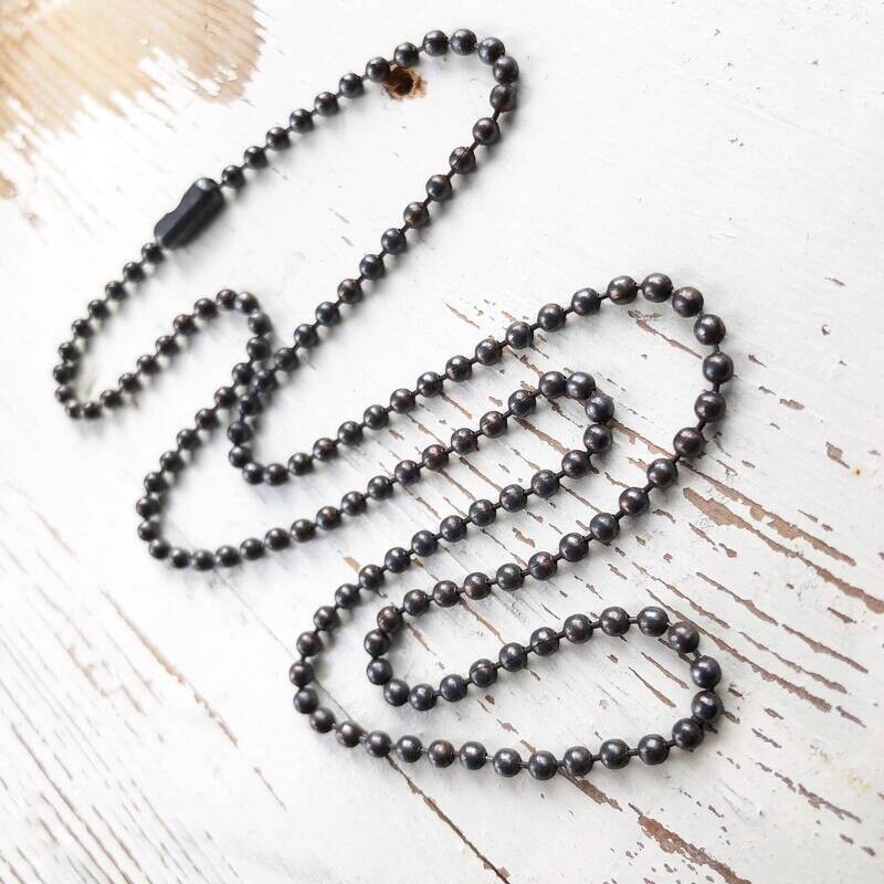2.4mm Antiqued Solid Copper Ball Chain Necklace with End Connector