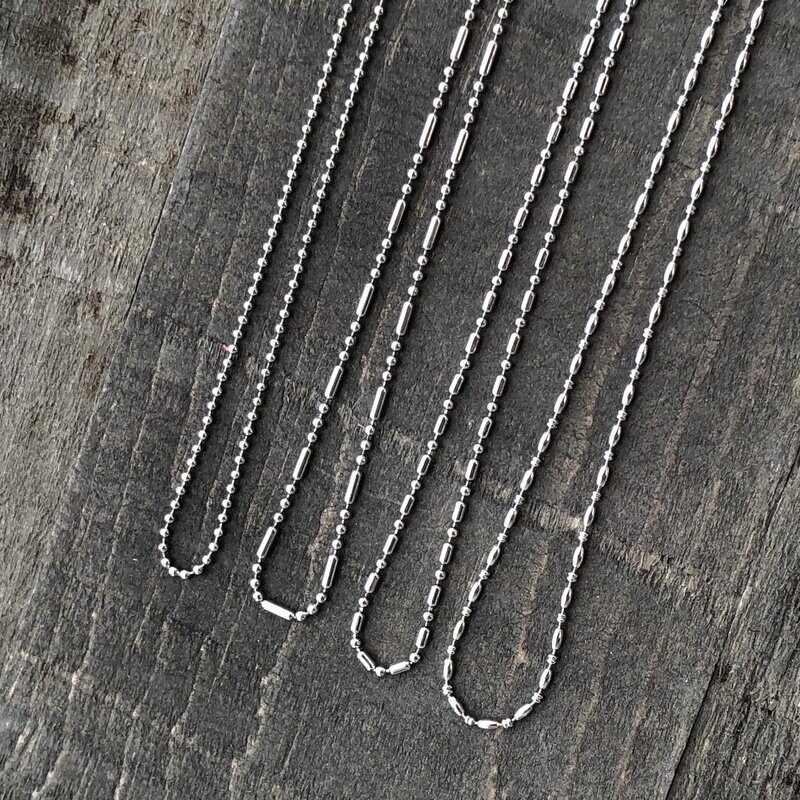 1.5mm Stainless Steel Ball Chain or Ball Bar Chain, Silver Alternative Skinny Necklace Chain