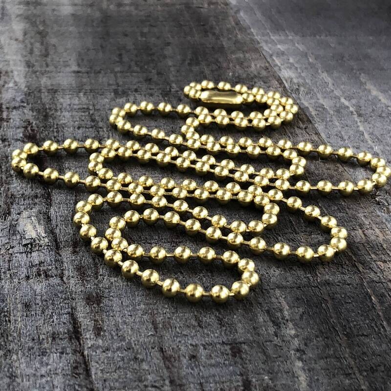 4.0mm Gold Solid Brass Ball Chain with End Connector, Necklace Chain