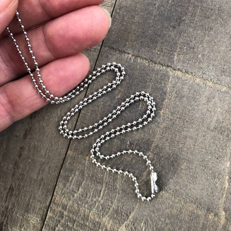 2mm Stainless Steel Ball Chain with End Connector, Silver Alternative Necklace Chain