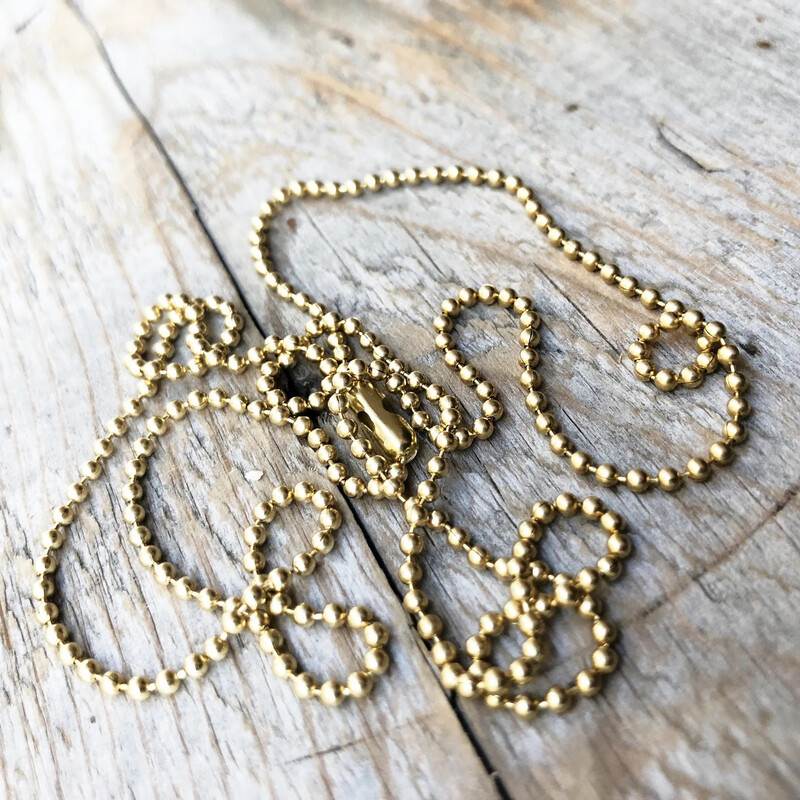 Gold Solid Brass Ball Chain Necklace 1.8mm Beaded Chain with End Connector