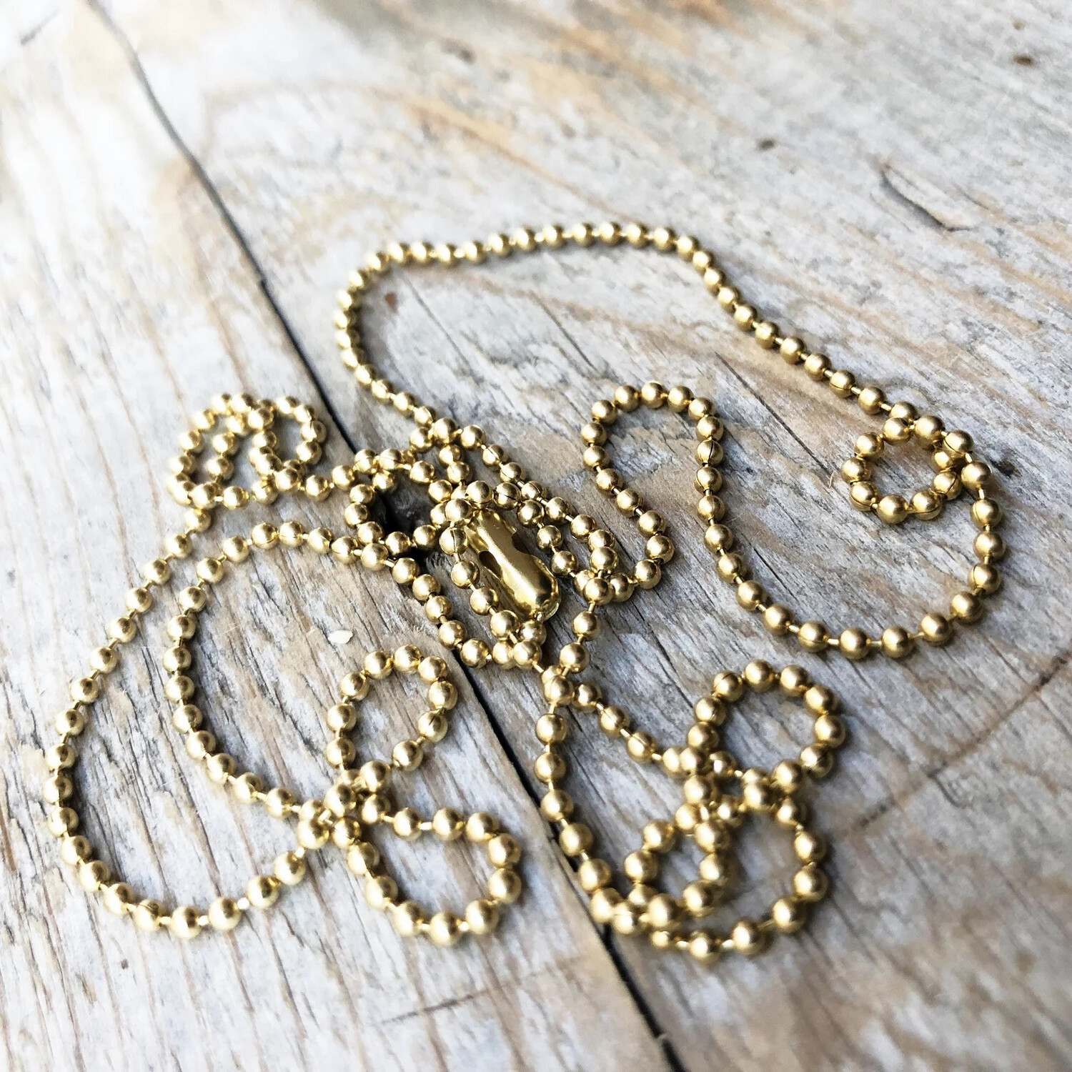 Gold Solid Brass Ball Chain Necklace 1.8mm Beaded Chain with End Connector