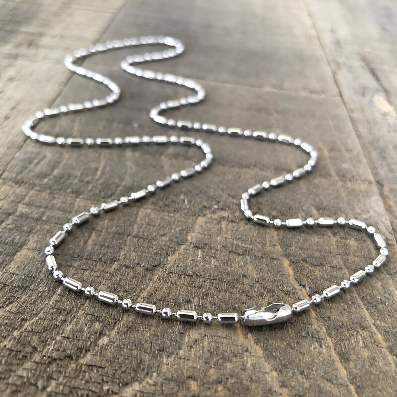 2mm Stainless Steel Ball-bar Chain with End Connector, Silver Alternative Necklace Chain