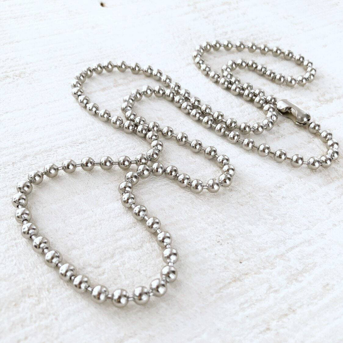 X-Large 5mm Stainless Steel Ball Chain Necklace, Long Finished Ball Chain Silver Alternative chain 5mm Custom Necklace Chain
