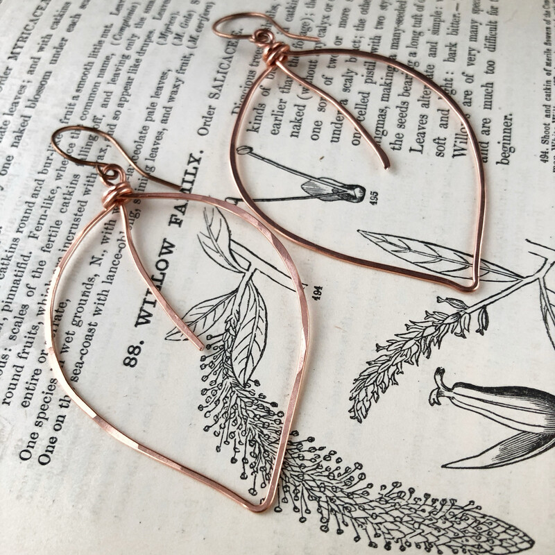Leaf Earrings - Solid Copper Handmade Leaves