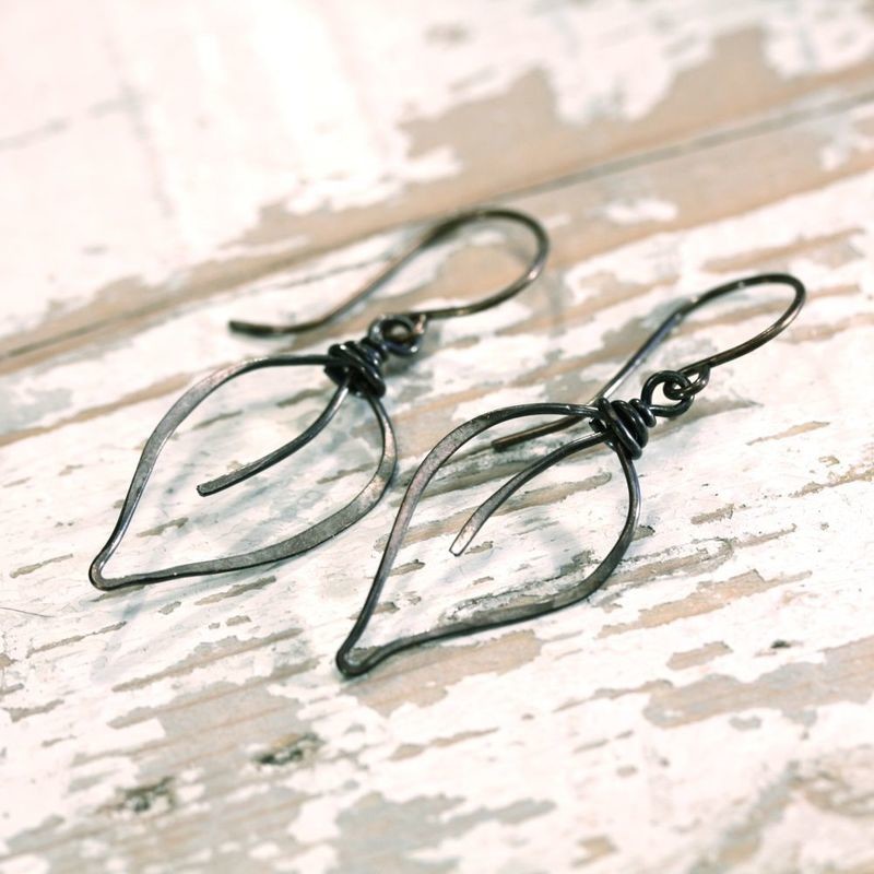 Small Leaves Copper Wirework Earrings