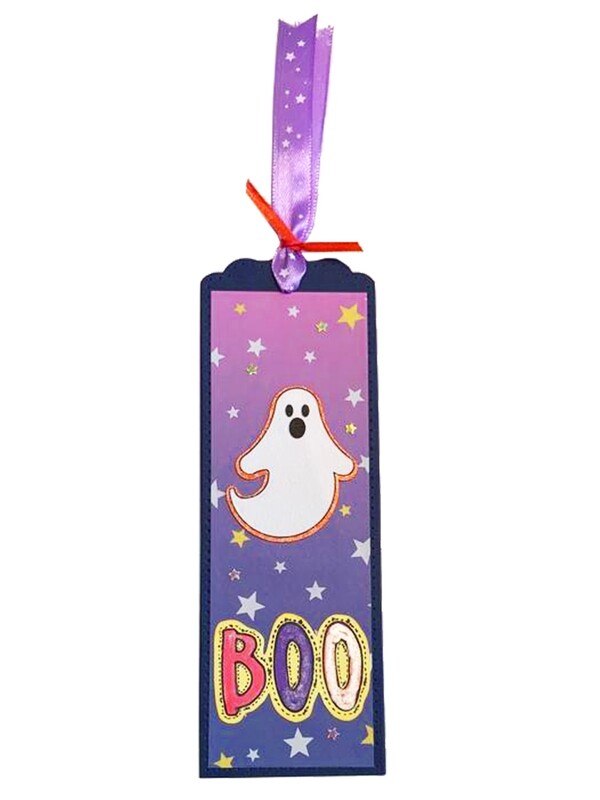 Bookmark Halloween Boo White Purple