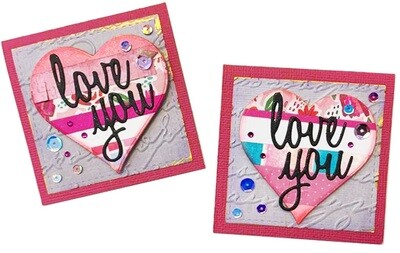 Note Card Love You with Pattern Magenta