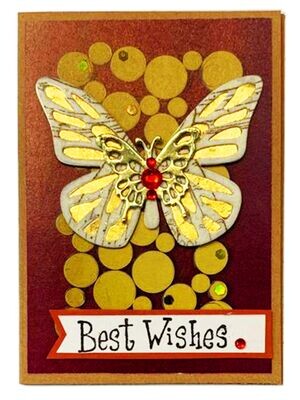 Gift Card Holder Butterfly Gold Brown