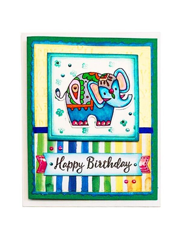 Happy Birthday Elephant Green Theme