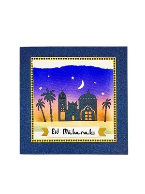 Eid Mubarak Card Desert Blue Night