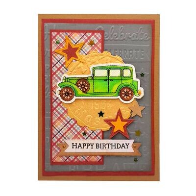 Happy Birthday Vintage Car Green​