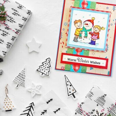 Christmas Greeting Card Snowman Warm Winter Wishes