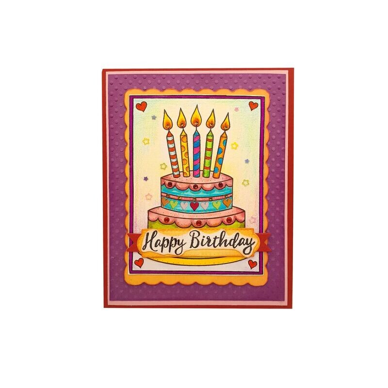 Happy Birthday Cake and Candles Purple