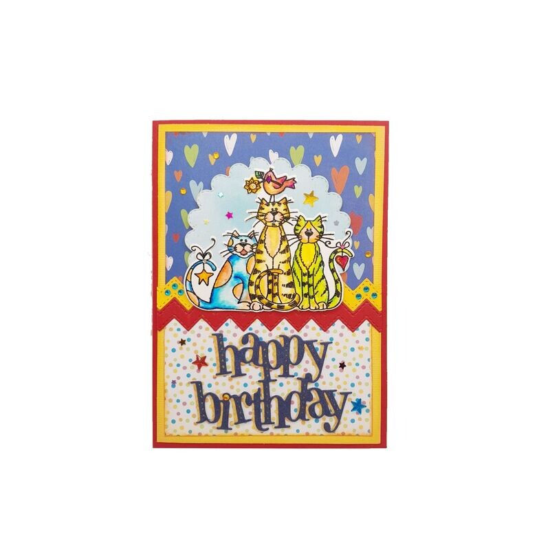 Happy Birthday Cats and Bird