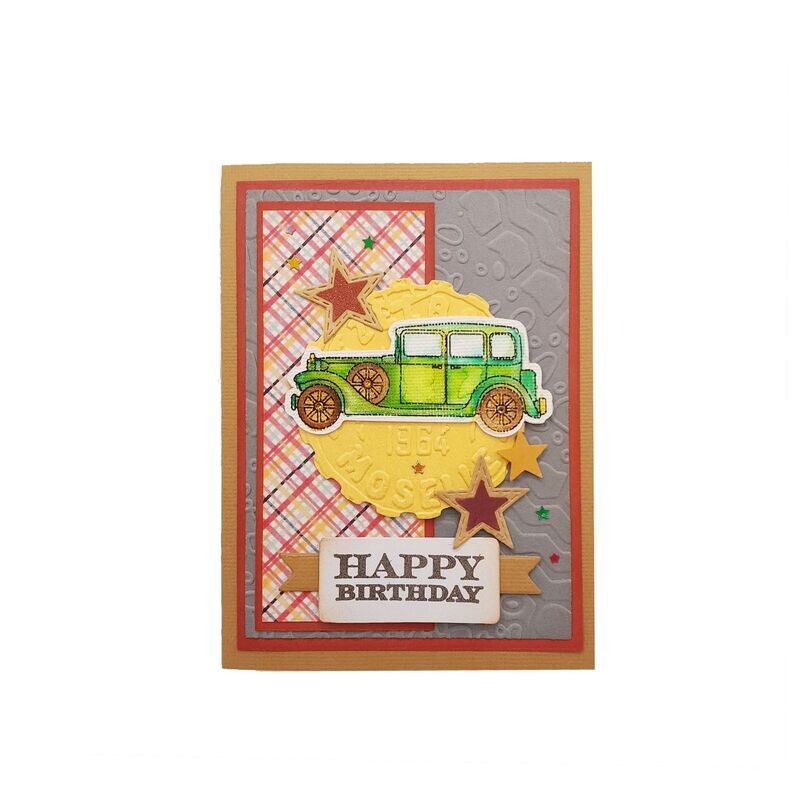 Happy Birthday for Men Vintage Car Green