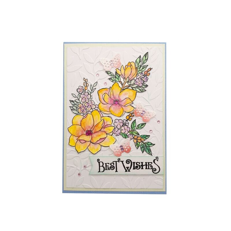 Best Wishes Flowers and Butterflies​