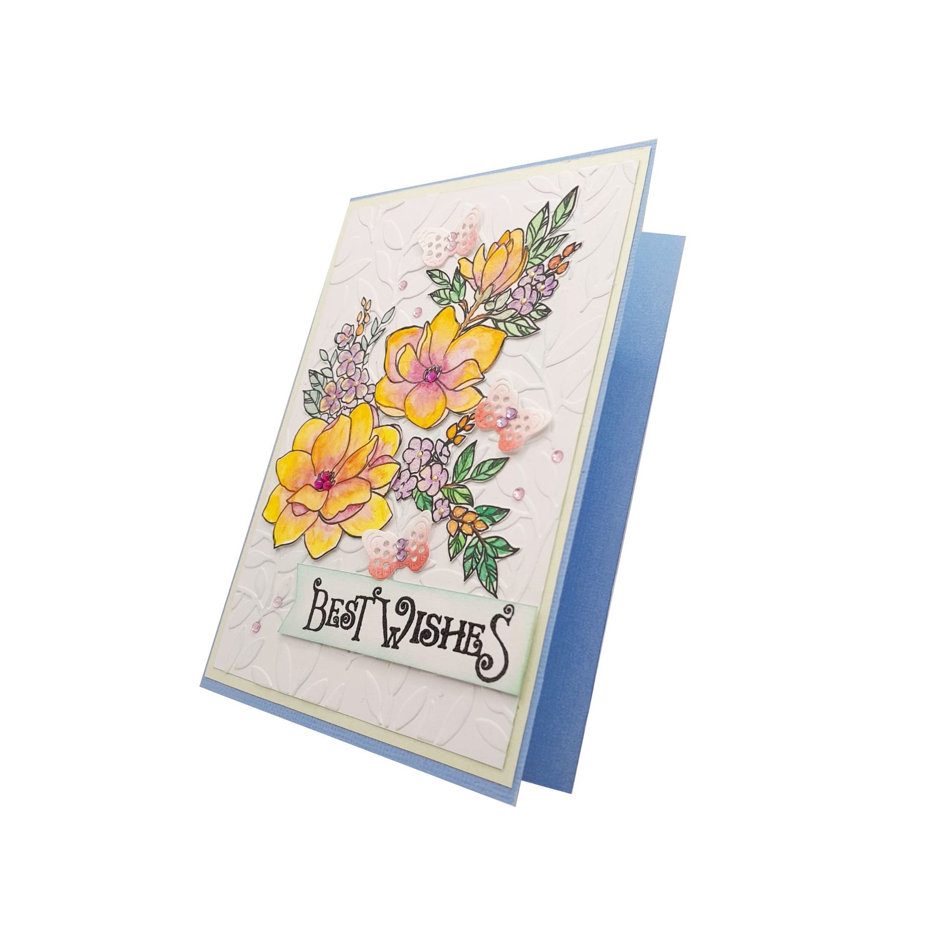 Best Wishes Flowers and Butterflies​