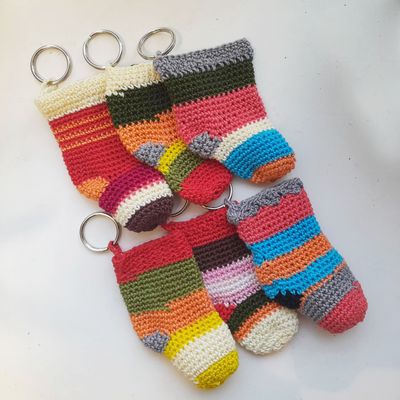 Cute Crochet Socks Keychain