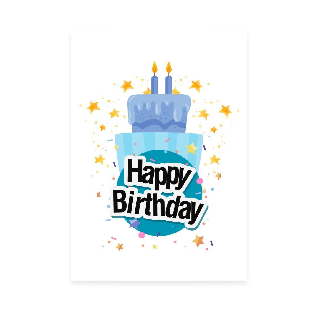Birthday Blue Cake Customizable Card Print
