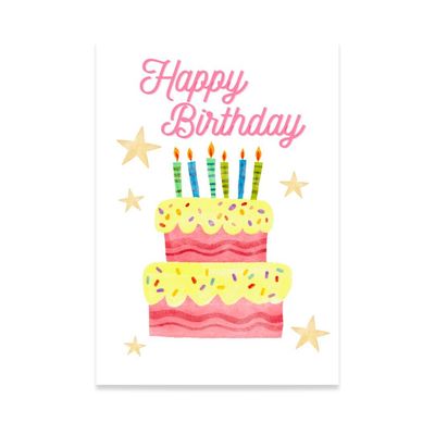 Birthday Pink Cake Customizable Card Print