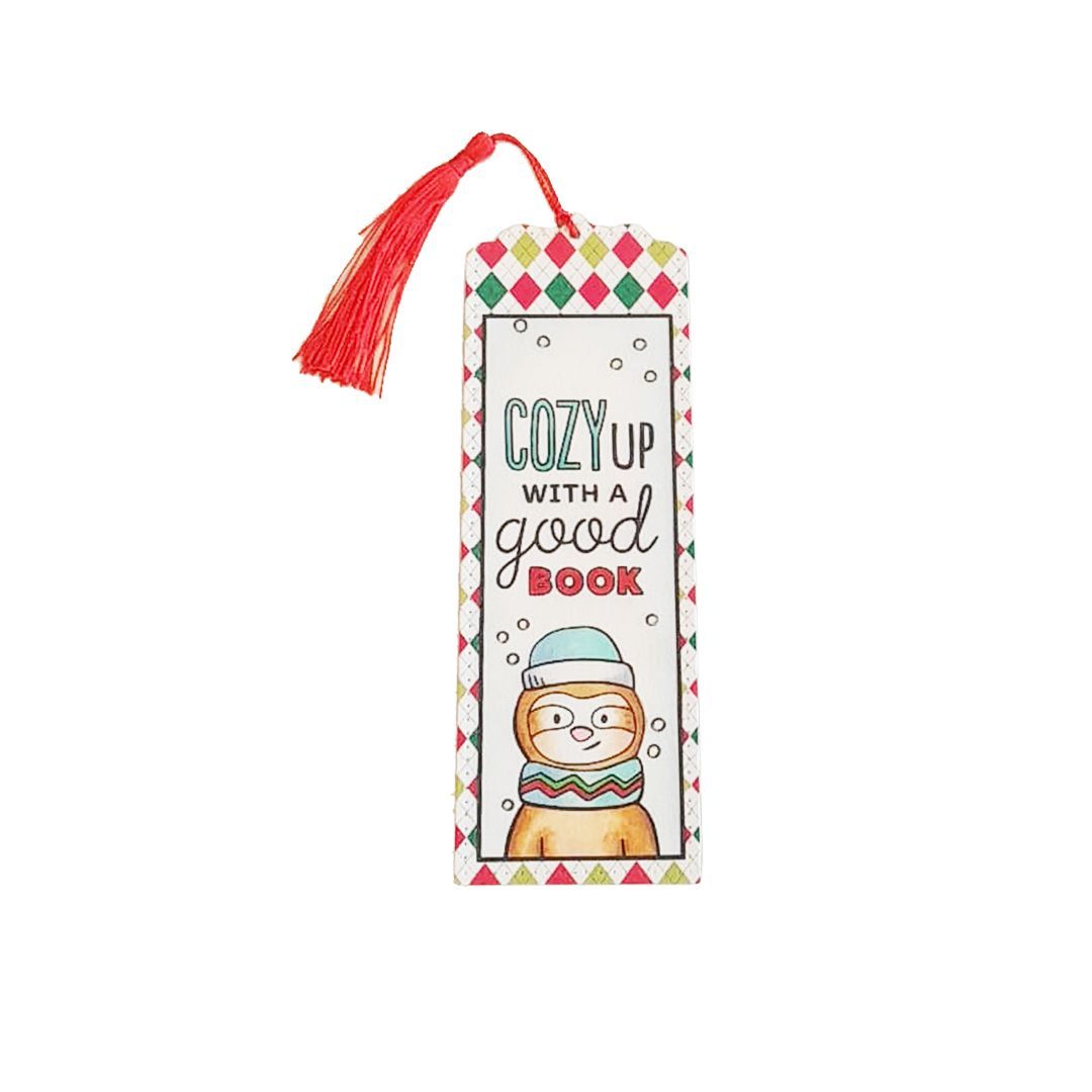 Cozy with a good book Hand colored Bookmark