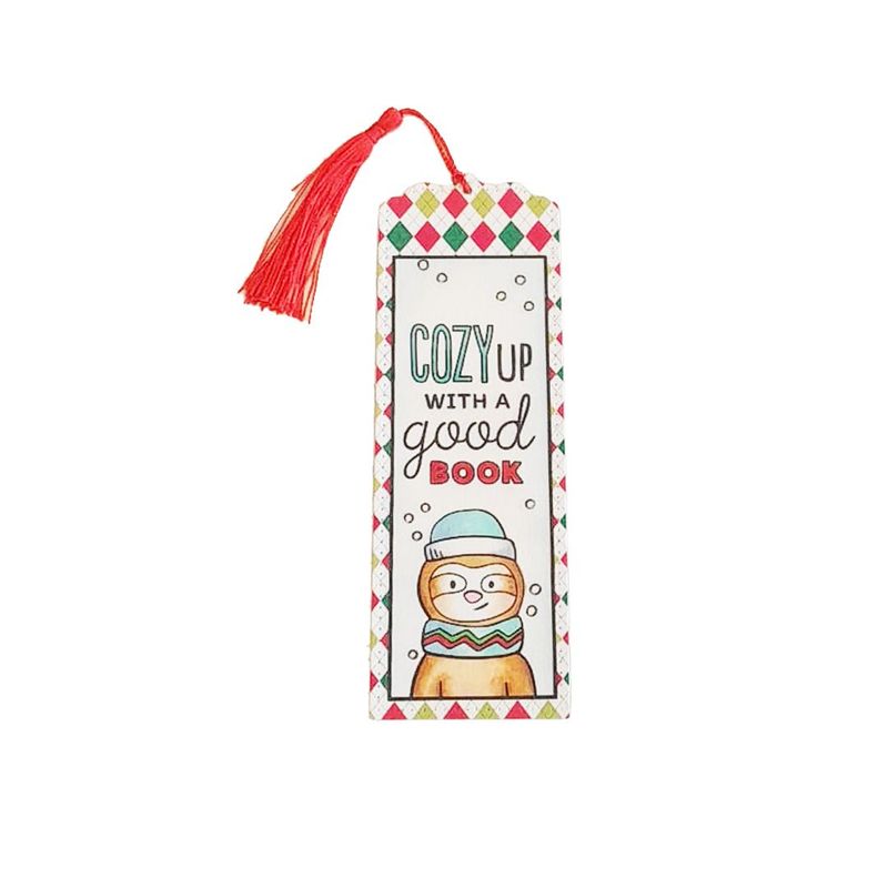Cozy with a good book Hand colored Bookmark