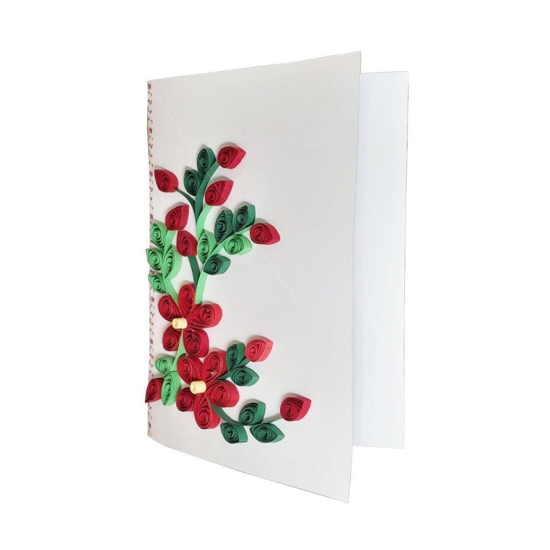 Floral Red Quilling Greeting Card