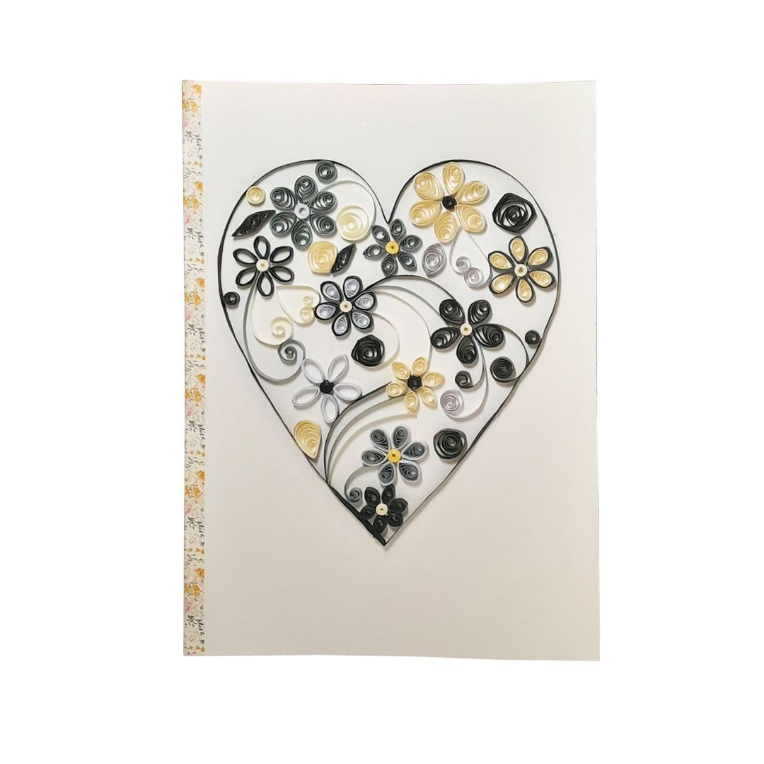 Heart Flower Handmade Quilling Greeting Card