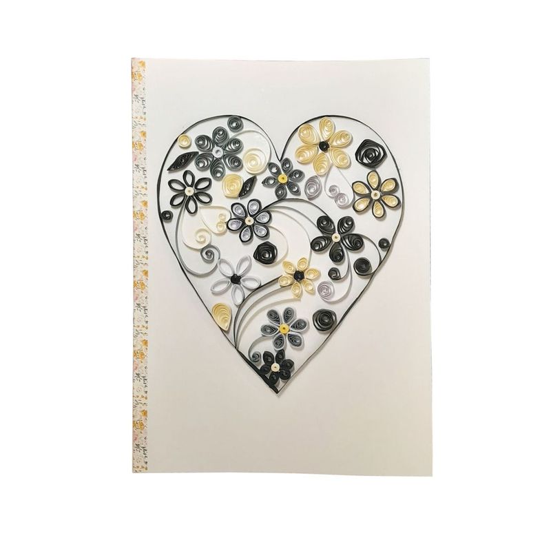 Heart Flower Handmade Quilling Greeting Card