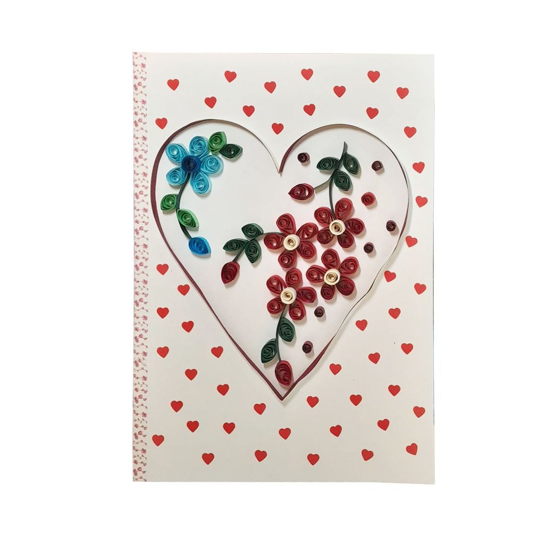 Floral Heart Handmade Quilling Greeting Card