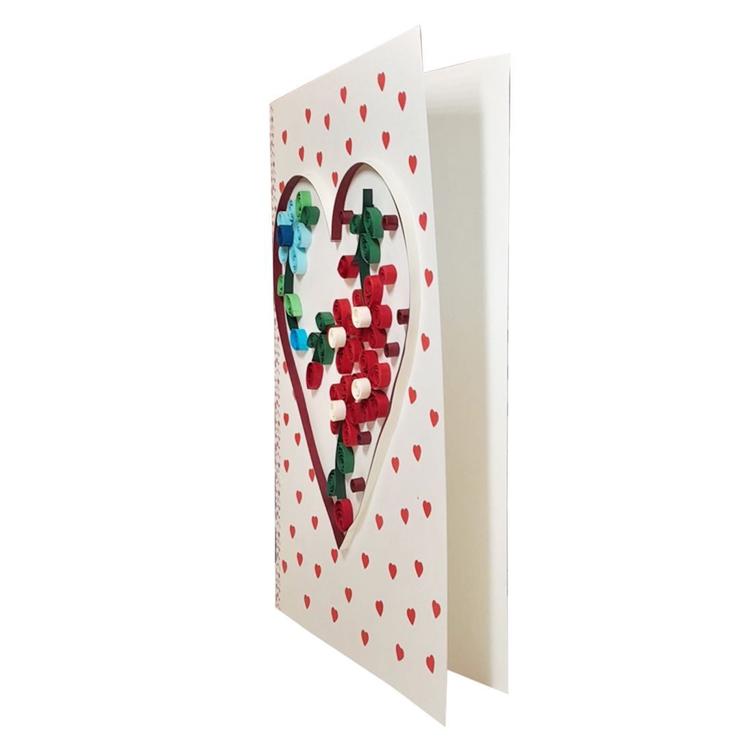 Floral Heart Handmade Quilling Greeting Card