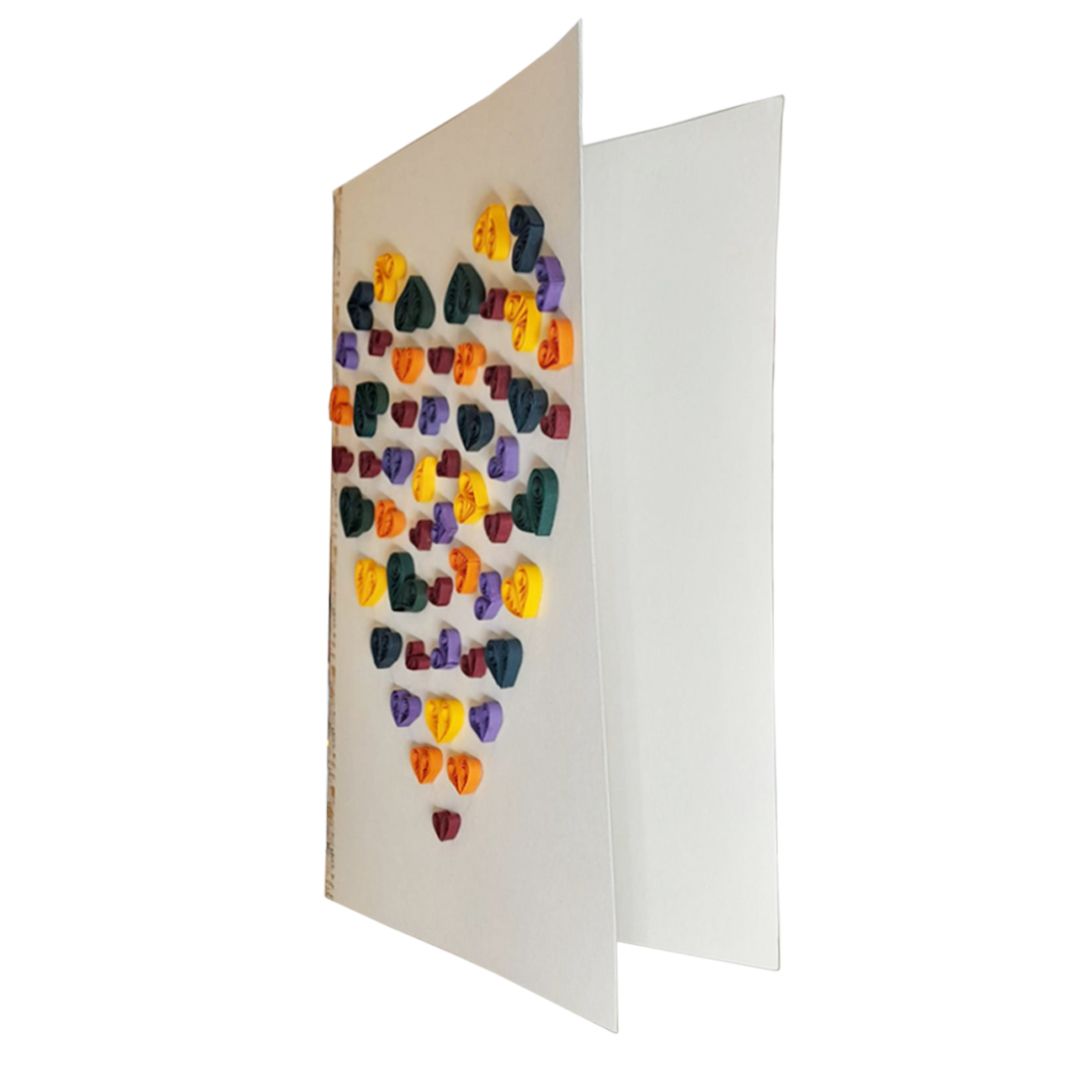 Multi-Color Small Hearts Quilling Greeting Card