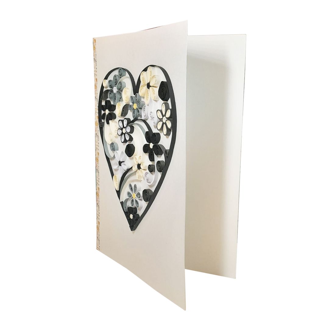 Heart Flower Handmade Quilling Greeting Card