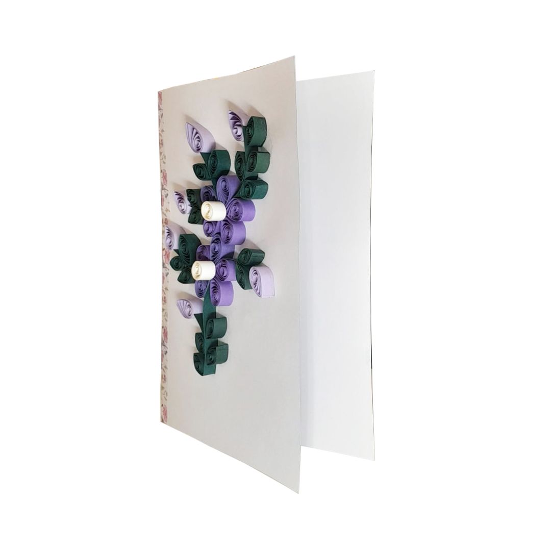 Violet Flower Handmade Quilling Greeting Card