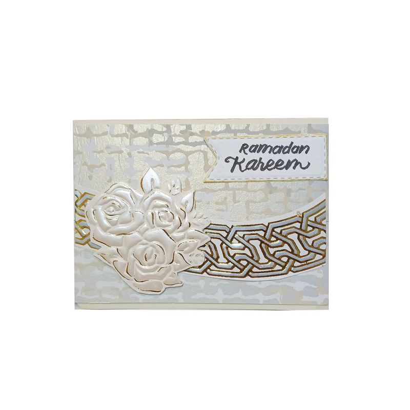 Gift Card Holder Eid Mubarak Flowers White Gold​