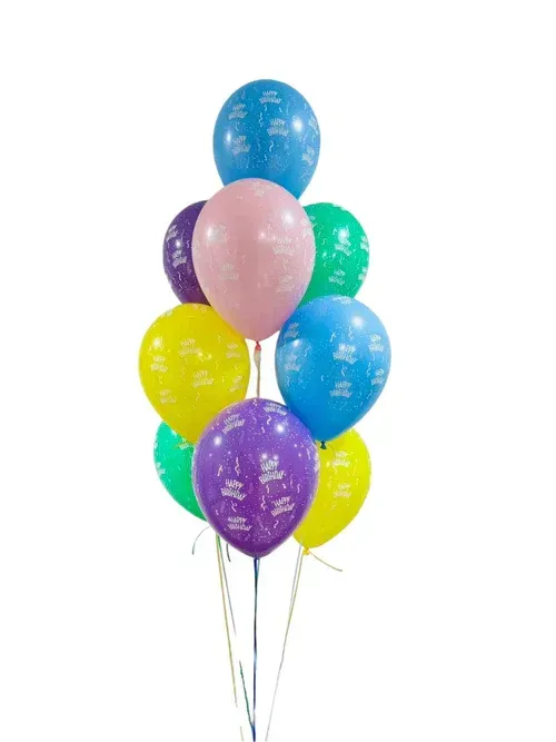 Rainbow Latex Birthday Balloon Bunch